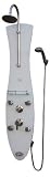 PULSE Showerspas 1006W-BN Molokai Pre-Plumbed Tempered Glass Shower System, White with Brushed Nickel Finish