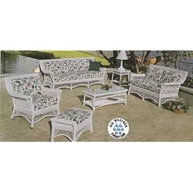 Barcelona All Weather Wicker Living Set-White by DF Wicker Rattan
