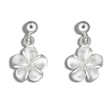Dangling Plumeria Flower Sterling Silver Hawaiian Earrings