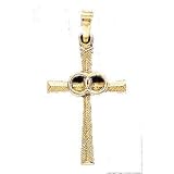 Cross Pendant With Wedding Bands Tt with 18 inch necklace 14K Yellow Gold 20X14mm