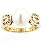 14-Karat Yellow Gold Cultured Freshwater Pearl and Diamond Ring