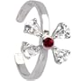 Sterling Silver 925 Cubic Zirconia Ruby Red BUTTERFLY Adjustable Toe Ring