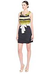 Cowl Neck Striped Print Acetate/Cotton/Polyester/Silk/Spandex  Dress