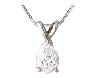 1.00 ct.tw Pear Diamond Solitaire Pendant in 14 kt. White Gold