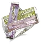 Pink, Lavender and Lime Green CZ Cocktail Ring