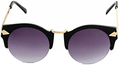 Sumolux Women's New Fashion Retro Vintage Uv400 Lenses Round Arrow Style Riding Sunglasses Matte Black Frame