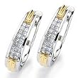 Two Tone in Vogue Double Row Diamond Hoop Earrings