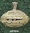 Univ Of Connecticut 3/16" Uconn Football Charm/Pendant -14K/10K, Stainless Steel or Gold Plated