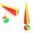 Fake UV Taper with Jamaican Rasta Stripes - 16G (1.2mm), Sold as a Pair