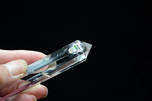 Natural Tibet Himalayan Water Clear Crystal Quartz 6 Sided Facet 3.18 Inch Vogel Style Double Termination Wand Point with Rainbows Reiki Healing Spiritual