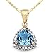 1/3 Carat Trillion Blue Topaz & Diamond 10k title=