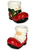 Ceramic Santa/Snowman Boot Tealight Holder (set of 4)