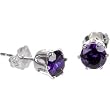 Sterling Silver 5mm Amethyst (February) Cubic Zirconia Stud Earrings