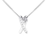 9ct White Gold Diamond CrossOver Pendant & 18 Chain