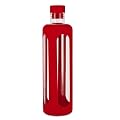 Smart Planet Hydro 1 Borosilicate Glass Bottle with Silicone, 20-Ounce, Red