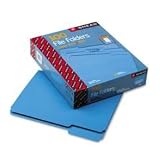 Smead Folder, Letter, 11 Point, 1/3 Cut Tab, Blue, 100 Per Box (12043)