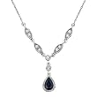 14k White Gold Genuine Blue Sapphire and Diamond Necklace (H/I1, 1/6 ct tw)