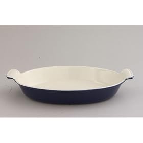 Chasseur Cast Iron Oval Gratin Dish 34 X 21 X 5cm Cobalt Blue