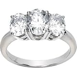 14K White Gold Created Moissanite Three Stone Anniversary Band Ring