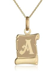 14k Yellow Gold Initial Pendant Necklace A-Z Necklace, 18"