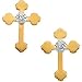 14K Yellow Gold Diamond Cross Earring