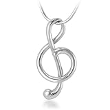 Chuvora 925 Sterling Silver Treble G Clef Music Note Pendant with Necklace Chain 18''