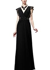 A-line V-neck Cocktail Floor Length Beaded Mesh Lace Cap Sleeves Satin Homecoming Dress/Pageant Dress/Prom Dress/Party Dress/Wedding Dress 