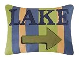 Embroidered Throw Pillow- Lake - 12"x16"