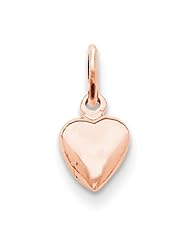 14k Rose Gold Solid Polished 3-Dimensional Medium Puffed Heart Pendant