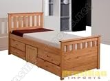 Verona Design Antique Pine Finish Ferrara Captains Bed 30" with 4 Drawers and 1 Cupboard Frame only