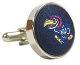 Kansas Cufflinks - University of Kansas Blue Cufflinks with Jayhawk Logo