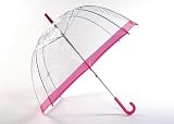 LADIES PINK CLEAR BUBBLE DOME UMBRELLA Vision - Fuchsia