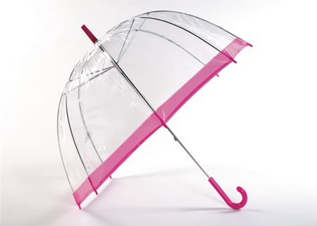 LADIES PINK CLEAR BUBBLE DOME UMBRELLA Vision - Fuchsia