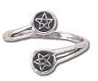 Solid Sterling Silver Pentagrams Adjustable Ring