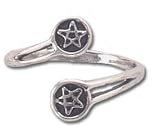 Solid Sterling Silver Pentagrams Adjustable Ring