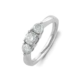 Sterling Silver 3 Stone Diamond Ring - Size 7