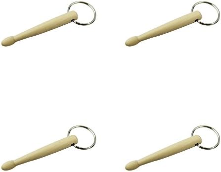 Ursmile Plain Wood Mini Drumstick Key Rings (Pack of 4)