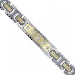 Men's Genuine Diamond Link Bracelet in Stainless Steel & Yellow Gold
