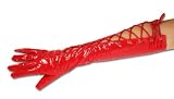 Fabulous Vinyl Theatrical Lace-up Gloves in Red