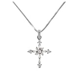 Sterling Silver White CZ Pendant on Box Chain Necklace 18in