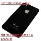 ATT Iphone 4 Back Cover Housing, Black Glass Battery Door, Replacement Back Housing with Diffuser Adn Chrome Ring, and Interior Frame and Free Cross Screwdriver (Email us with your Order ID Number for Star Shape Screwdriver) - Kkintrade