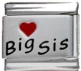 Clearly Charming Heart Big Sis Red Heart Laser Italian Charm