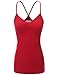 Doublju Women Sleeveless Shoulder Strap Shirring Neckline Long Tank Top