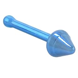 Grade 23 Titanium Light Blue Spike Nose Bone