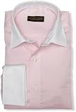 Trump Mens Spread Collar Twill Solid Woven Shirt