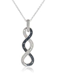 Sterling Silver Blue and White Diamond Accent Twist Pendant Necklace (I-J Color, I2-I3 Clarity), 18"