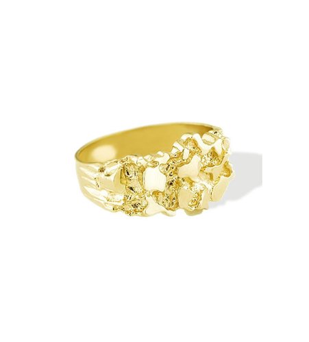 New Polished Solid 14k Yellow Gold Men's Nugget Ring New Polished Solid 14k Yellow Gold Men's Nugget Ring