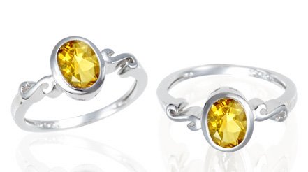 Oval Cut Citrine Ring Sterling Silver