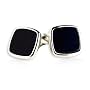 Stately Black Enamel Square Cufflinks Set in Silver with Presentation Box