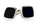 Jewelry : Stately Black Enamel Square Cufflinks Set in Silver with Presentation Box